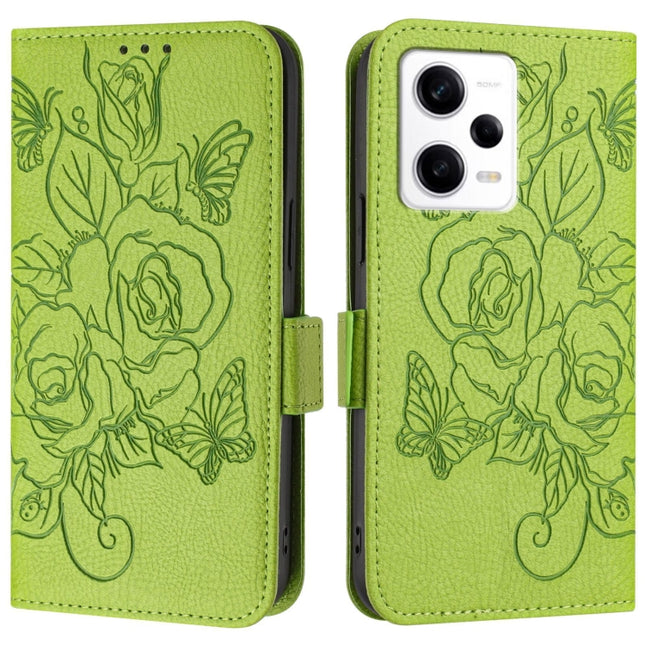 Embossed Rose RFID Anti-theft Leather Phone Case, For Redmi Note 12 Pro Speed / Note 12 Pro 5G, For Redmi Note 12 5G India / Xiaomi Poco X5, For Redmi 12C / 11A, For Redmi 11 Prime 5G / Note 11R