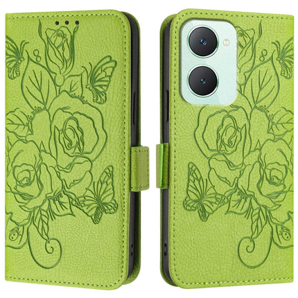 Embossed Rose RFID Anti-theft Leather Phone Case, For vivo Y03 4G Global / Y18 4G, For vivo Y38 5G / Y200i / T3x 5G, For vivo V30e Global, For vivo iQOO Z9x