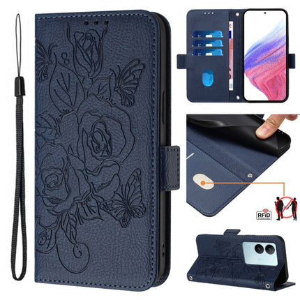 Embossed Rose RFID Anti-theft Leather Phone Case, For vivo Y36 5G / 4G / Y27s 4G Global, For vivo V29 5G Global / V29 Pro, For vivo Y02 / Y02A / Y02t / Y11 2023, For vivo Y78+ 5G / Y78 Global / V29 Lite