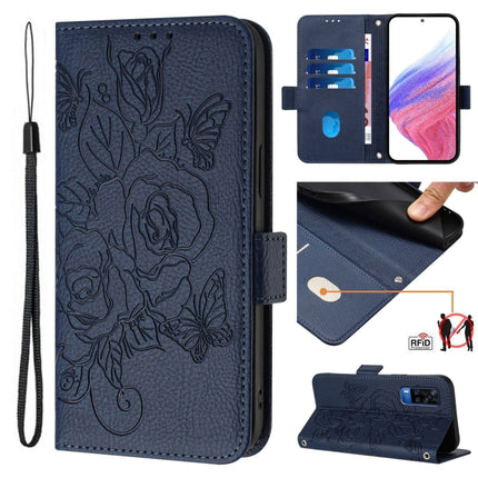 Embossed Rose RFID Anti-theft Leather Phone Case, For vivo Y76 5G, For vivo Y51 2020 India / Y51a 2021 / Y53s 4G, For vivo iQOO U1x / Y20a / Y20G, For vivo Y20 / Y20i / Y20s / Y11s / Y12s