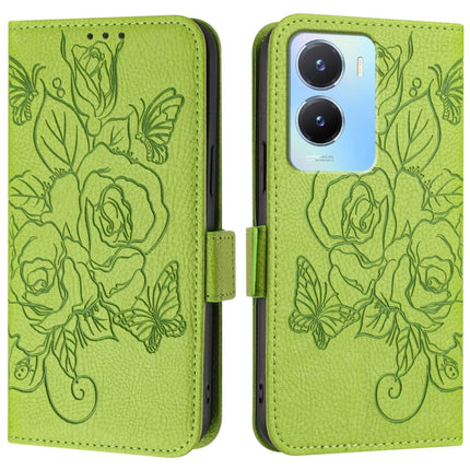 Embossed Rose RFID Anti-theft Leather Phone Case, For vivo Y56 5G / Y16 / Y02s Global, For vivo Y100 5G Global, For vivo V27 / V27 5G Pro Global, For vivo V27e 4G / T2 4G Global