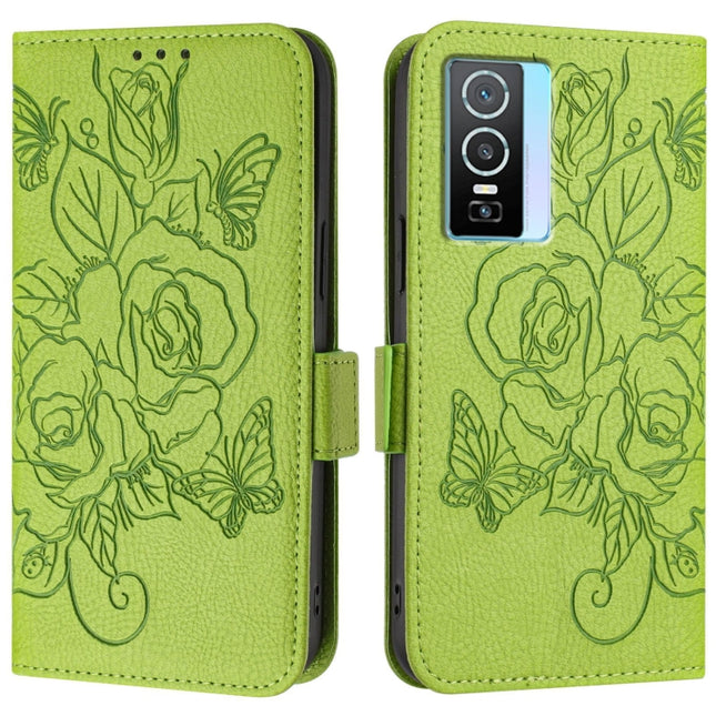 Embossed Rose RFID Anti-theft Leather Phone Case, For vivo Y76 5G, For vivo Y51 2020 India / Y51a 2021 / Y53s 4G, For vivo iQOO U1x / Y20a / Y20G, For vivo Y20 / Y20i / Y20s / Y11s / Y12s