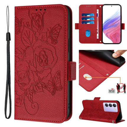 Embossed Rose RFID Anti-theft Leather Phone Case, For vivo iQOO Z9 / iQOO Z9 Turbo, For vivo Y200e 5G, For vivo V30 Lite 5G India / V40 SE 5G, For vivo Y100 5G / T3 5G IDN