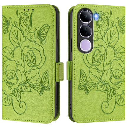 Embossed Rose RFID Anti-theft Leather Phone Case, For vivo V40 Lite 5G IDN, For vivo iQOO Z9s 5G / V40e 5G India, For vivo Y300 Pro, For vivo iQOO Z9s Pro 5G / T3 Pro 5G India