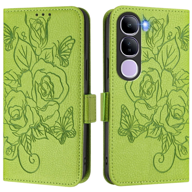 Embossed Rose RFID Anti-theft Leather Phone Case, For vivo V40 Lite 5G IDN, For vivo iQOO Z9s 5G / V40e 5G India, For vivo Y300 Pro, For vivo iQOO Z9s Pro 5G / T3 Pro 5G India
