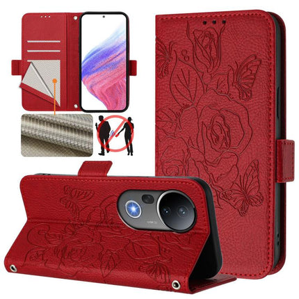 Embossed Rose RFID Anti-theft Leather Phone Case, For vivo V50 5G Global, For vivo S20 5G, For vivo S20 Pro 5G, For vivo Y300 5G