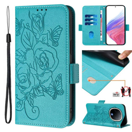 Embossed Rose RFID Anti-theft Leather Phone Case, For vivo V50 5G Global, For vivo S20 5G, For vivo S20 Pro 5G, For vivo Y300 5G