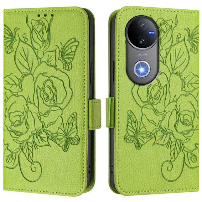 Embossed Rose RFID Anti-theft Leather Phone Case, For vivo V50 5G Global, For vivo S20 5G, For vivo S20 Pro 5G, For vivo Y300 5G