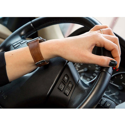 Round Tail Retro Crazy Horse Texture Genuine Leather Replacement Strap Watchband, For Apple Watch 5 & 4 44mm / 3 & 2 & 1 42mm, For Apple Watch Series 7 41mm / 6 & SE & 5 & 4 40mm / 3 & 2 & 1 38mm