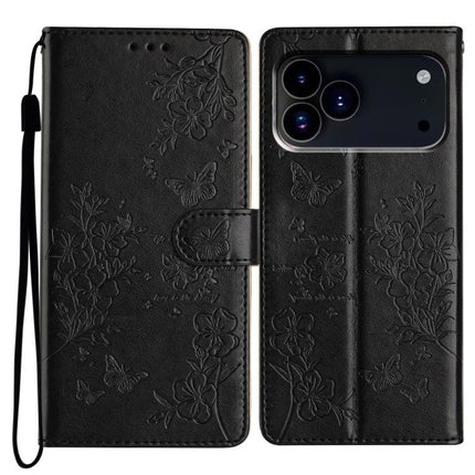 Butterflies and Flowers Leather Phone Case, For iPhone 18 Pro, For iPhone 18 Pro Max, For iPhone 17e / 16e, For iPhone 16 Pro Max