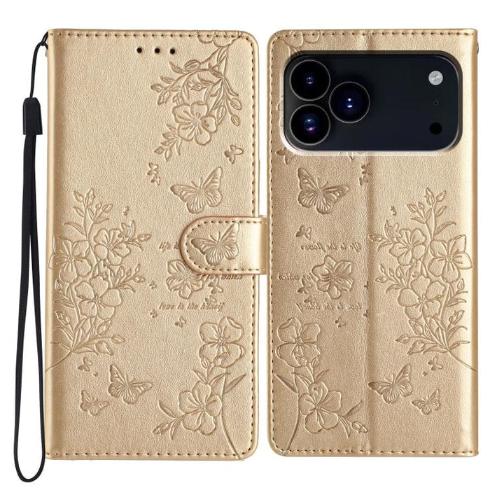 Butterflies and Flowers Leather Phone Case, For iPhone 18 Pro, For iPhone 18 Pro Max, For iPhone 17e / 16e, For iPhone 16 Pro Max