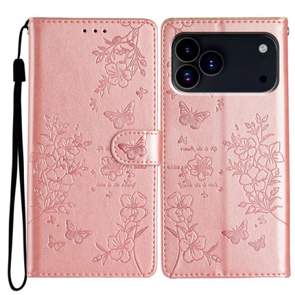 Butterflies and Flowers Leather Phone Case, For iPhone 18 Pro, For iPhone 18 Pro Max, For iPhone 17e / 16e, For iPhone 16 Pro Max