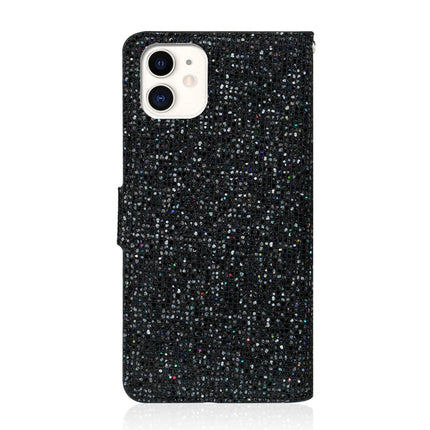 Horizontale Flip-Lederhülle mit Glitzerpulver, Kartenfächern, Halter und Trageband, für iPhone 12 mini, für iPhone 12 / 12 Pro, für iPhone 12 Pro Max