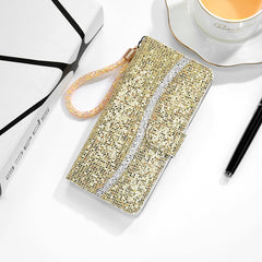 Glitter Powder Horizontal Flip Leather Case with Card Slots & Holder & Lanyard, For iPhone 12 mini, For iPhone 12 / 12 Pro, For iPhone 12 Pro Max