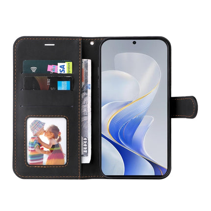 Three Color Splicing Leather Phone Case, For vivo V40 5G, For vivo Y28 4G