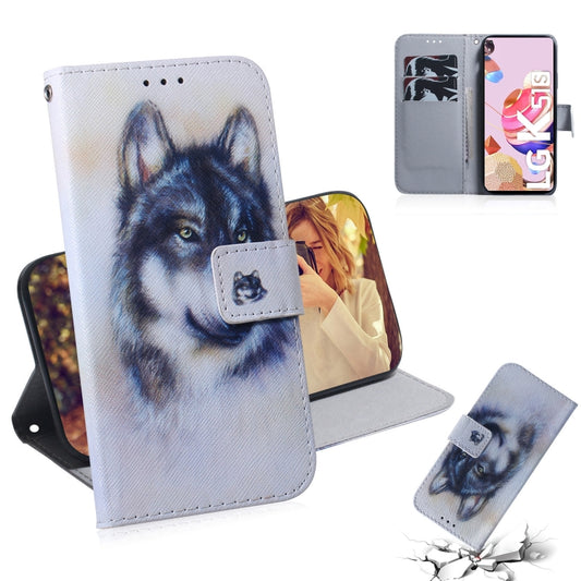 Funda de cuero con tapa horizontal con dibujo en color, con soporte, ranuras para tarjetas y billetera, para LG K41S, para LG K51S, para LG K61