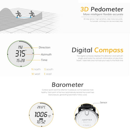 SPOVAN Bravo II Multifunctional Outdoor Sports Compass Watch, Bravo II