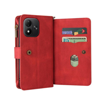 Skin Feel Multi Card Slots Zipper Wallet Leather Phone Case, For Redmi Note 17 5G/4G Global 171mm, For Redmi Note 17 Pro+ 5G Global 163mm, For Redmi 17 5G/4G Global 171mm, For Redmi Turbo 5 Max / Poco X8 Pro Max 5G, For Redmi Turbo 5 / Poco X8 Pro 5G  ...
