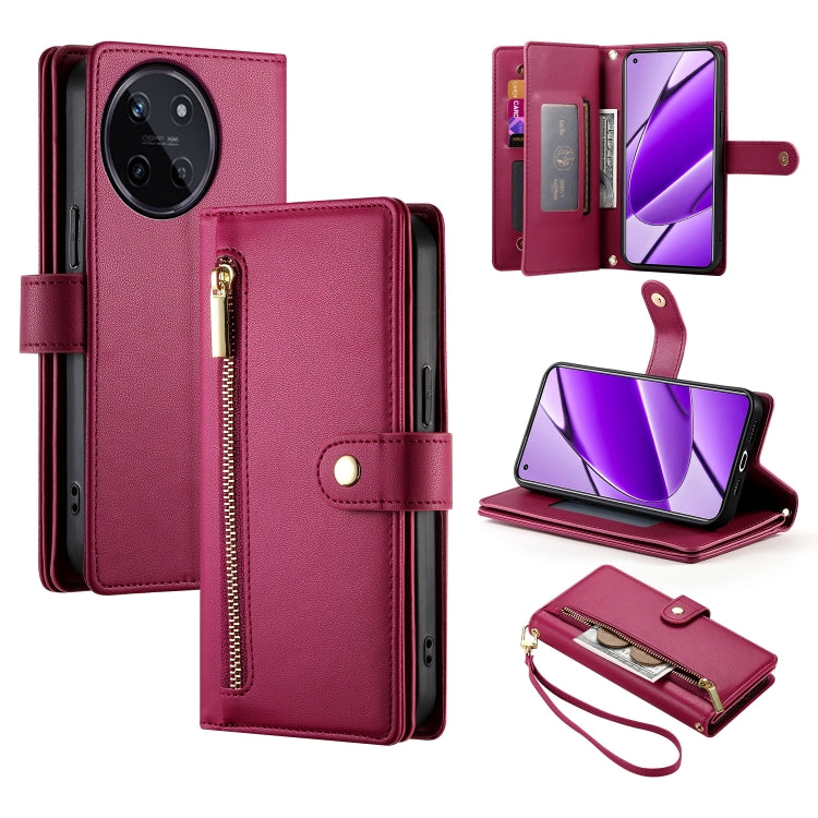 Nine Card-slot Zipper Wallet Bag Leather Phone Case