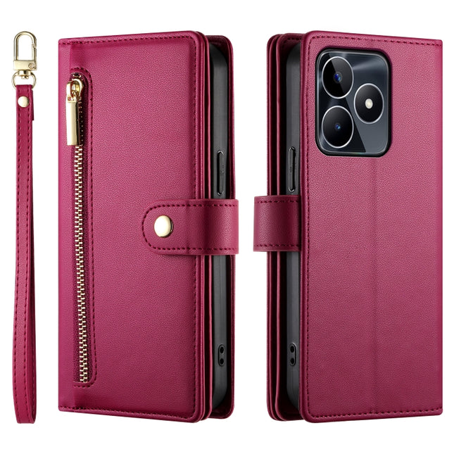 Nine Card-slot Zipper Wallet Bag Leather Phone Case, For Realme C53 / Narzo N53 4G, For Realme 11 Pro / 11 Pro+, For Realme C65, For Realme C55 / Narzo N55