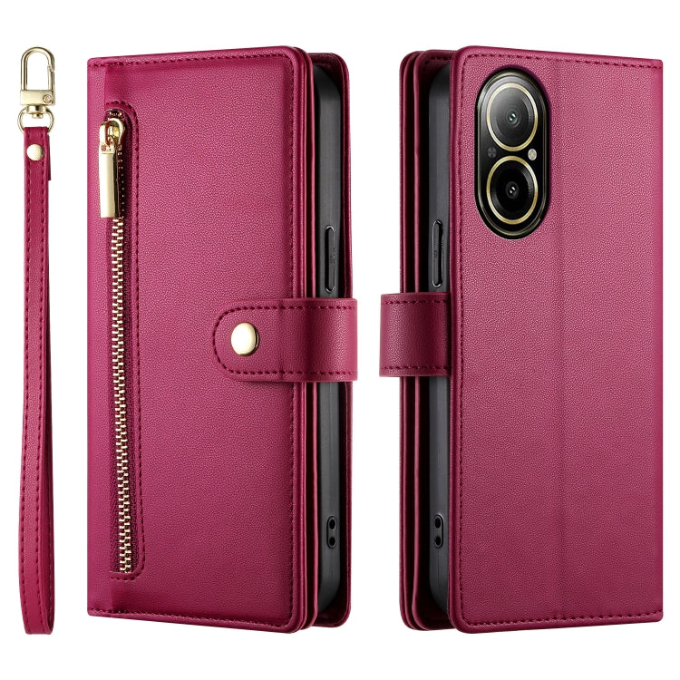 Nine Card-slot Zipper Wallet Bag Leather Phone Case
