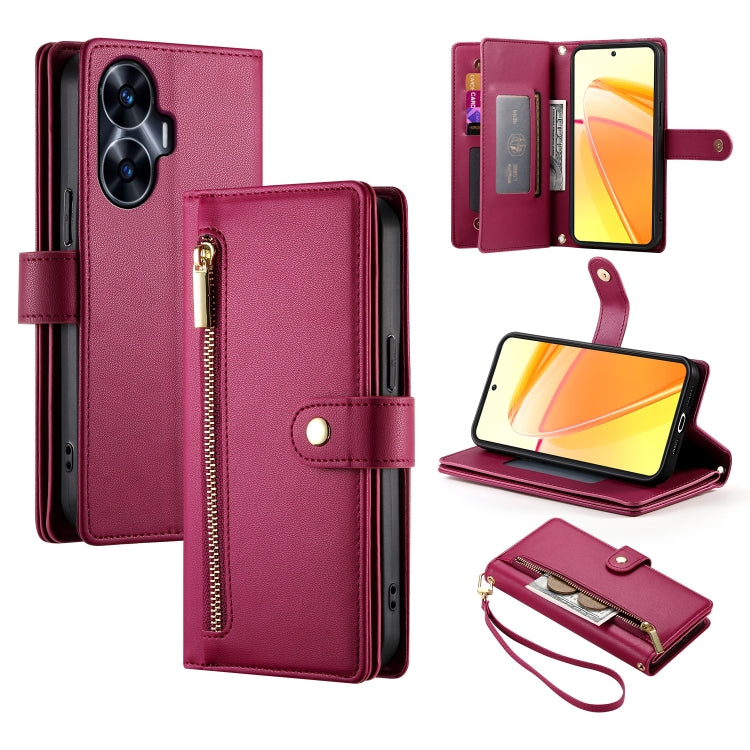 Nine Card-slot Zipper Wallet Bag Leather Phone Case