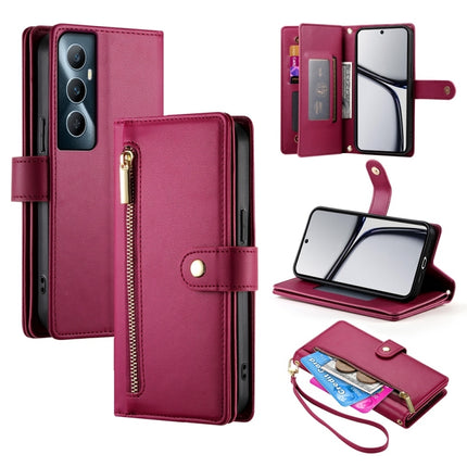 Nine Card-slot Zipper Wallet Bag Leather Phone Case, For Realme C65, For Realme C55 / Narzo N55