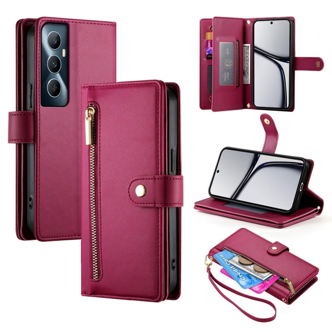 Nine Card-slot Zipper Wallet Bag Leather Phone Case, For Realme C65, For Realme C55 / Narzo N55