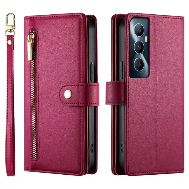 Nine Card-slot Zipper Wallet Bag Leather Phone Case, For Realme C65, For Realme C55 / Narzo N55