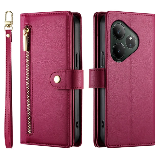 Nine Card-slot Zipper Wallet Bag Leather Phone Case, For Realme GT 6 Global, For Realme C63, For Realme 12+ / Narzo 70 Pro, For Realme 12 5G