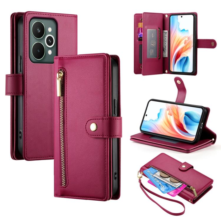 Nine Card-slot Zipper Wallet Bag Leather Phone Case