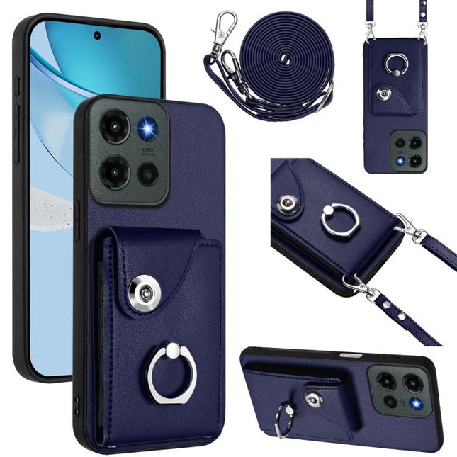 Organ Card Bag Ring Holder Phone Case with Long Lanyard, For Motorola Edge 60 Fusion / Edge 60, For Motorola Edge 60 Stylus, For Motorola Moto G 5G 2025, For Motorola Moto G85 / S50 Neo 5G