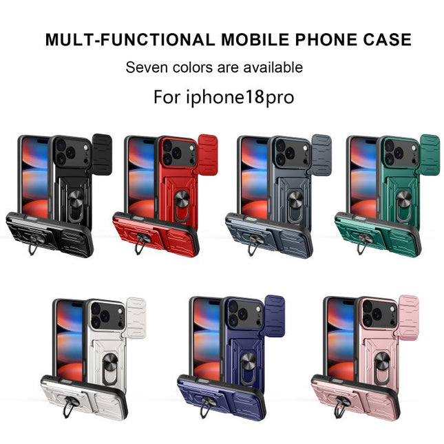 Sliding Camshield TPU+PC Phone Case with Card Slot, For iPhone 18 Pro, For iPhone 18 Pro Max, For iPhone 17e / 16e