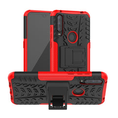 Tire Texture Shockproof TPU + PC Protective Case with Holder, For Xiaomi Redmi 9C, For OPPO Realme C15, For iPhone 12 mini, For Alcatel 3L (2020)