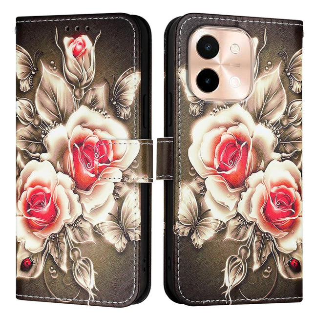 Colored Drawing Pattern Plain Weave Leather Phone Case, For vivo Y28 4G