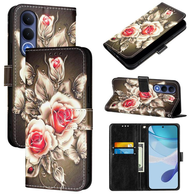 Colored Drawing Pattern Plain Weave Leather Phone Case, For vivo V70 FE 5G, For vivo X300 Ultra, For vivo X300 Pro