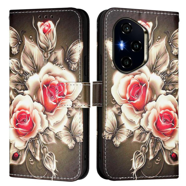 Colored Drawing Pattern Plain Weave Leather Phone Case, For Honor 300 Pro / 300 Ultra, For Honor 300, For Honor X9c 5G