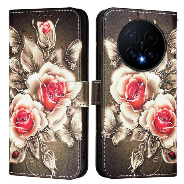 Colored Drawing Pattern Plain Weave Leather Phone Case, For Honor Magic8, For Honor GT, For Honor X9c Smart 5G
