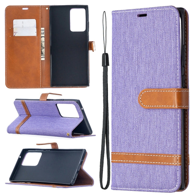Color Matching Denim Texture Horizontal Flip Leather Case with Holder & Card Slots & Wallet & Lanyard, For Samsung Galaxy Note20 Ultra