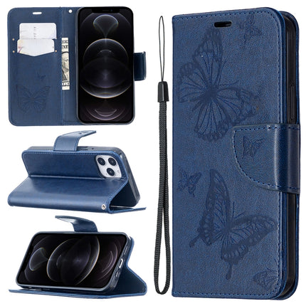 Embossing Two Butterflies Pattern Horizontal Flip PU Leather Case with Holder & Card Slot & Wallet & Lanyard, For iPhone 12 mini, For iPhone 12 / 12 Pro, For iPhone 12 Pro Max, For Samsung Galaxy Note20