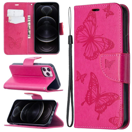Embossing Two Butterflies Pattern Horizontal Flip PU Leather Case with Holder & Card Slot & Wallet & Lanyard, For iPhone 12 mini, For iPhone 12 / 12 Pro, For iPhone 12 Pro Max, For Samsung Galaxy Note20
