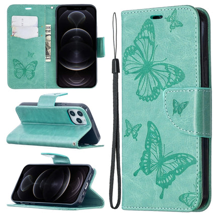 Embossing Two Butterflies Pattern Horizontal Flip PU Leather Case with Holder & Card Slot & Wallet & Lanyard, For iPhone 12 mini, For iPhone 12 / 12 Pro, For iPhone 12 Pro Max, For Samsung Galaxy Note20