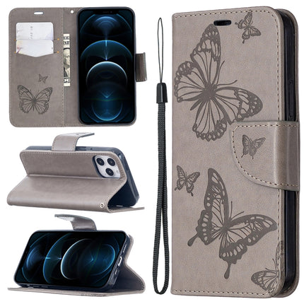 Embossing Two Butterflies Pattern Horizontal Flip PU Leather Case with Holder & Card Slot & Wallet & Lanyard, For iPhone 12 mini, For iPhone 12 / 12 Pro, For iPhone 12 Pro Max, For Samsung Galaxy Note20