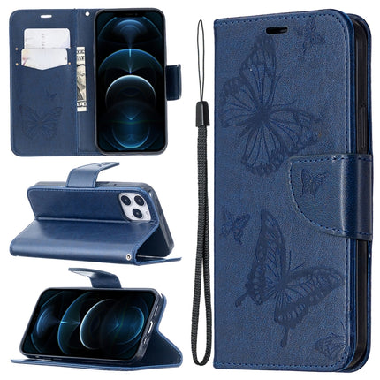 Embossing Two Butterflies Pattern Horizontal Flip PU Leather Case with Holder & Card Slot & Wallet & Lanyard, For iPhone 12 mini, For iPhone 12 / 12 Pro, For iPhone 12 Pro Max, For Samsung Galaxy Note20