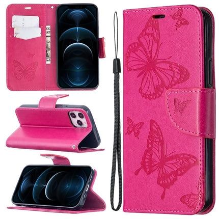 Embossing Two Butterflies Pattern Horizontal Flip PU Leather Case with Holder & Card Slot & Wallet & Lanyard, For iPhone 12 mini, For iPhone 12 / 12 Pro, For iPhone 12 Pro Max, For Samsung Galaxy Note20