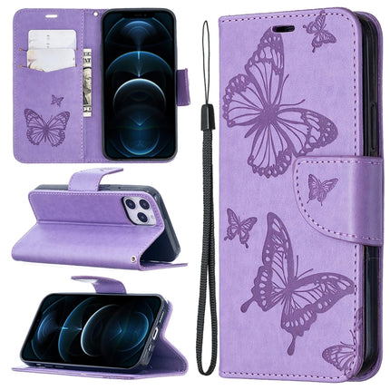 Embossing Two Butterflies Pattern Horizontal Flip PU Leather Case with Holder & Card Slot & Wallet & Lanyard, For iPhone 12 mini, For iPhone 12 / 12 Pro, For iPhone 12 Pro Max, For Samsung Galaxy Note20