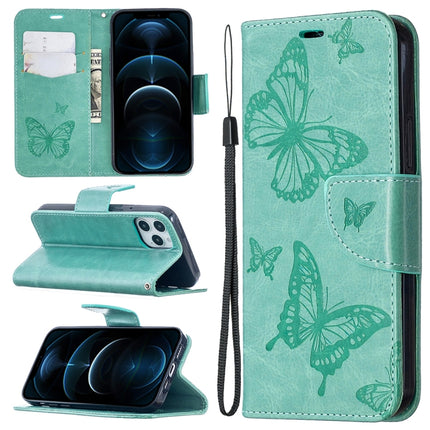 Embossing Two Butterflies Pattern Horizontal Flip PU Leather Case with Holder & Card Slot & Wallet & Lanyard, For iPhone 12 mini, For iPhone 12 / 12 Pro, For iPhone 12 Pro Max, For Samsung Galaxy Note20