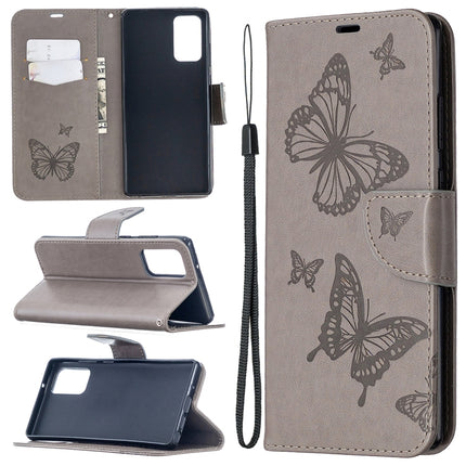 Embossing Two Butterflies Pattern Horizontal Flip PU Leather Case with Holder & Card Slot & Wallet & Lanyard, For iPhone 12 mini, For iPhone 12 / 12 Pro, For iPhone 12 Pro Max, For Samsung Galaxy Note20