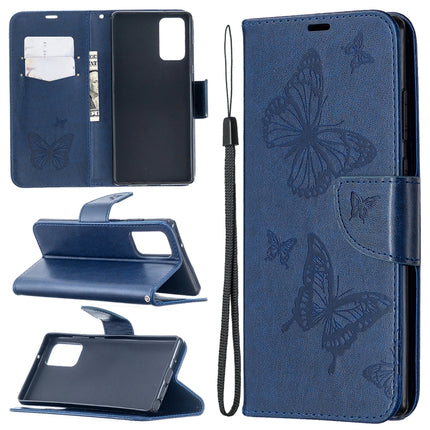 Embossing Two Butterflies Pattern Horizontal Flip PU Leather Case with Holder & Card Slot & Wallet & Lanyard, For iPhone 12 mini, For iPhone 12 / 12 Pro, For iPhone 12 Pro Max, For Samsung Galaxy Note20