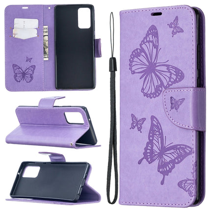 Embossing Two Butterflies Pattern Horizontal Flip PU Leather Case with Holder & Card Slot & Wallet & Lanyard, For iPhone 12 mini, For iPhone 12 / 12 Pro, For iPhone 12 Pro Max, For Samsung Galaxy Note20